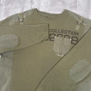 Vintage Southpole Thermal Shirt Mens 4XL Green Commando Long Sleeve Henley Y2K